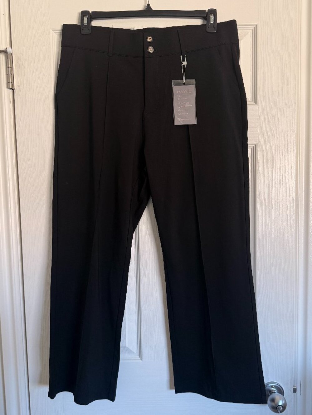 NWT Black High Rise Stretch Pintuck Straight Leg Dress Pants XL Short